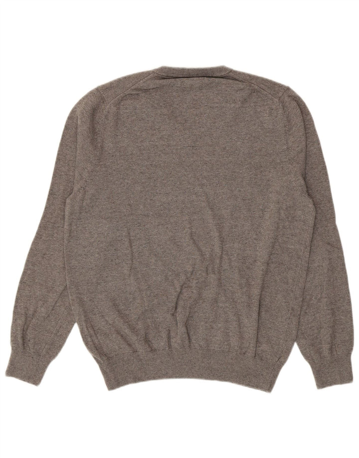 Marks & Spencer Herren-Pullover mit V-Ausschnitt, groß, aus grauer Baumwolle
