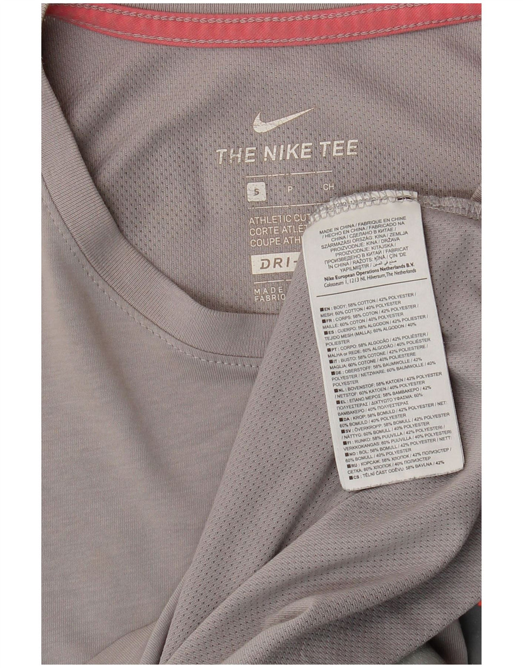 Nike Herren Dri Fit Graphic Top Langarm Small Grau Baumwolle
