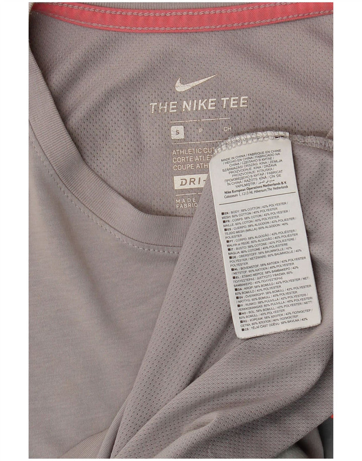Nike Herren Dri Fit Graphic Top Langarm Small Grau Baumwolle