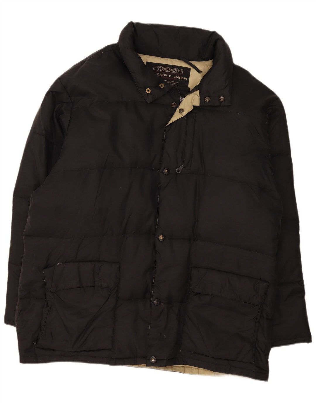 Mash wattierte Herrenjacke mit Kapuze, UK 42, XL, Schwarz