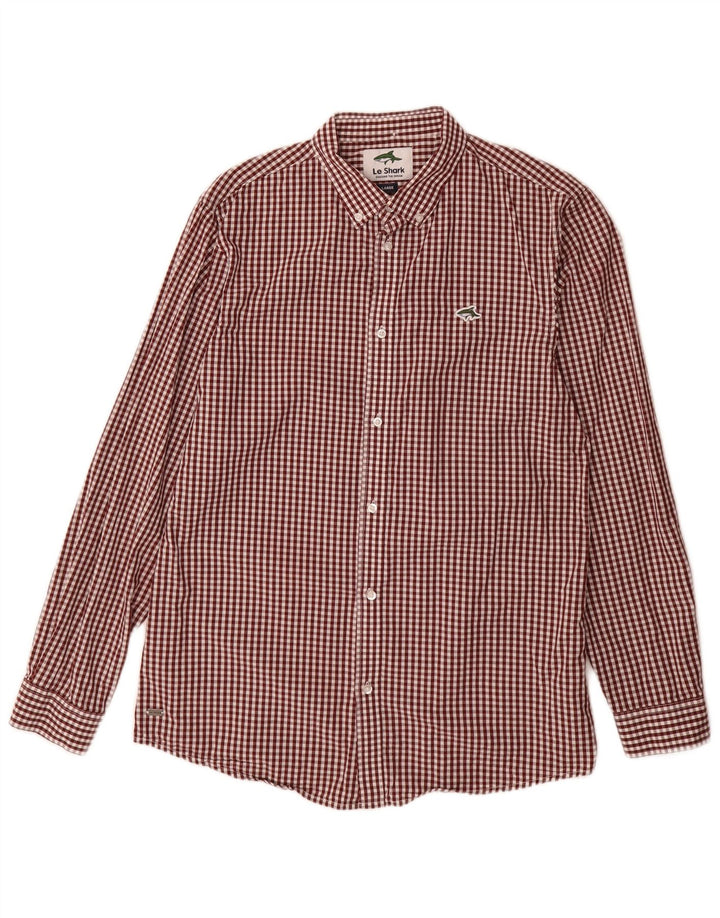 LE SHARK Herren-Hemd, groß, burgunderrot, Gingham-Baumwolle