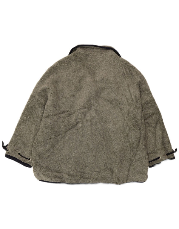 Vintage Damen Übergroße Fleecejacke UK 20 2XL Grüner Tierdruck