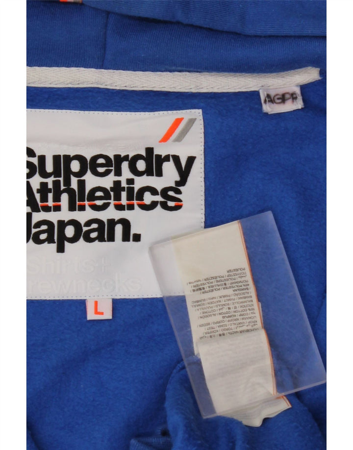 SUPERDRY Herren-Kapuzenpullover mit Reißverschluss, groß, aus blauer Baumwolle