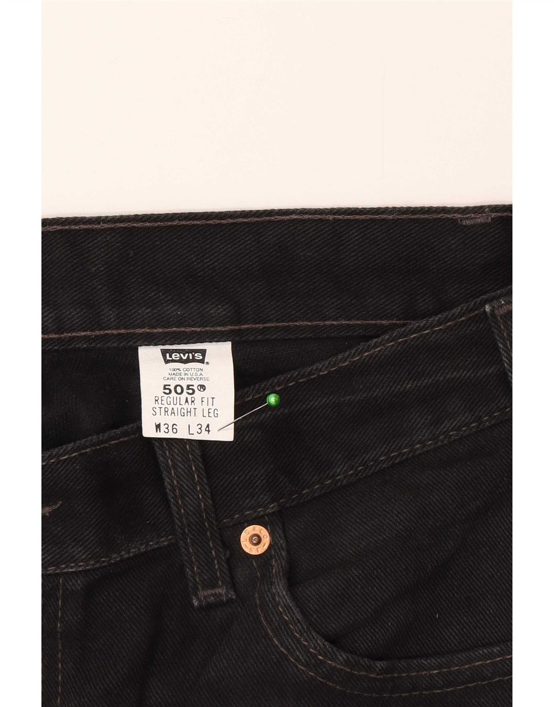 Levi's Herren 505 Regular Fit Straight Jeans W36 L34 Graue Baumwolle