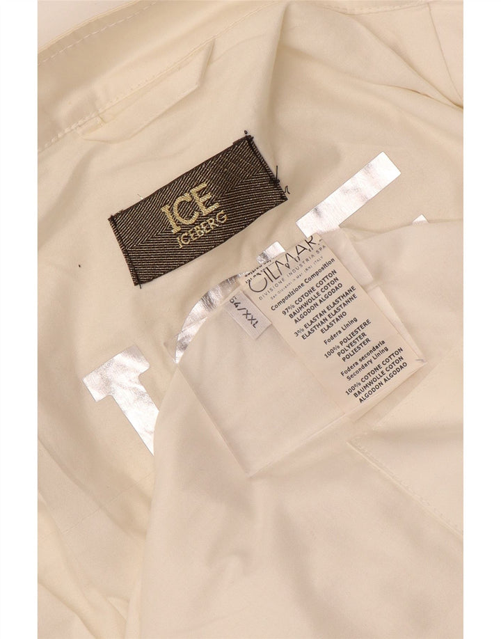 ICEBERG Herren Bomberjacke UK 44 2XL Weiße Baumwolle