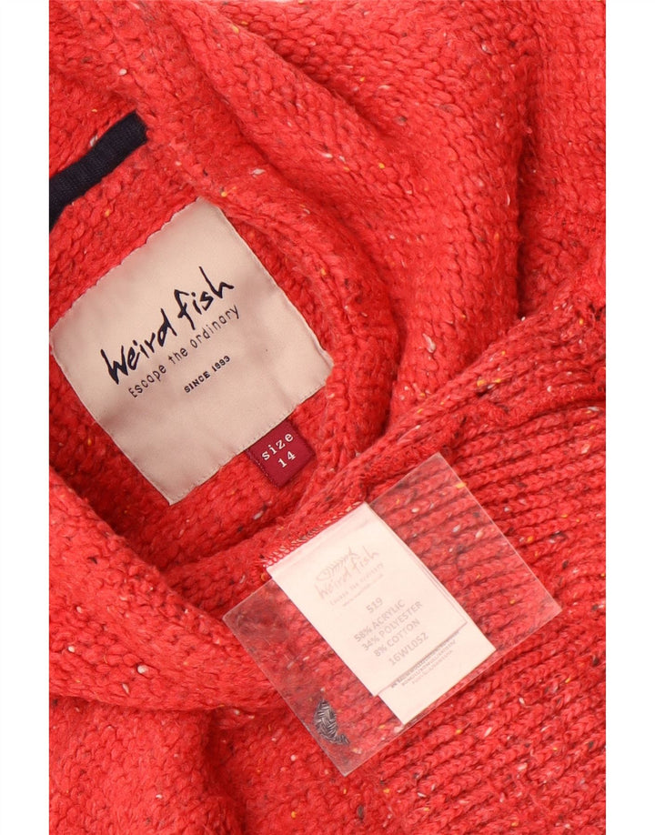 Weird Fish Damen-Übergroßer Pullover, Gr. 14, großes rot geflecktes Acryl