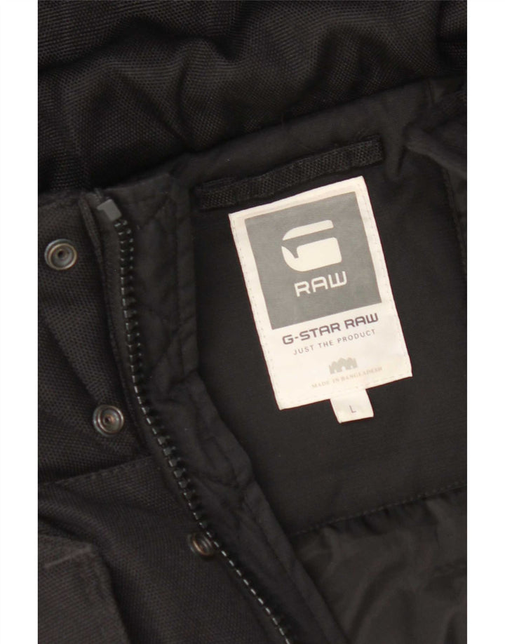 G-Star Herren-Jacke mit Kapuze, gepolstert, UK 40, Größe L, Schwarz, Polyester