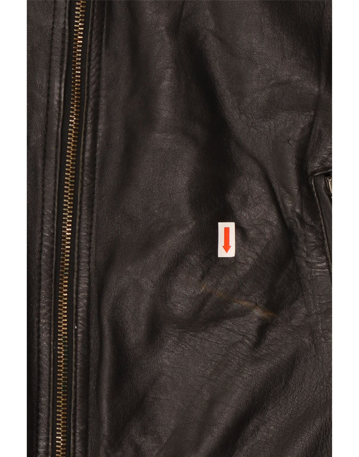 Vintage Herren Leder Racer Jacke IT 54 XL Schwarzes Leder