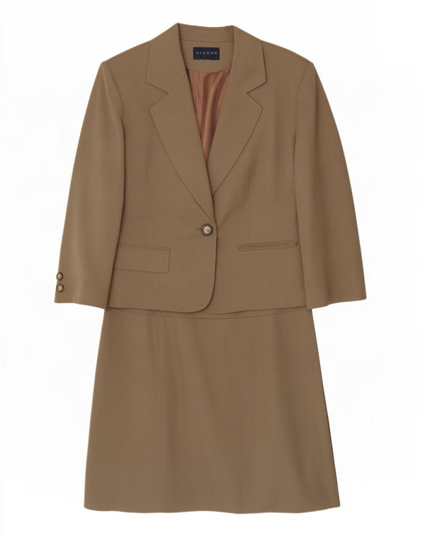 ALEXON Damen 1-Knopf-2-teiliges Rock-Set UK 14 Large W30 Beige