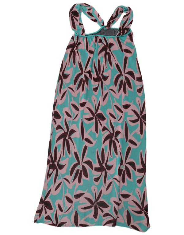 Zara Maxi-Sommerkleid für Damen, UK 12, mittelblaue Viskose mit Blumenmuster