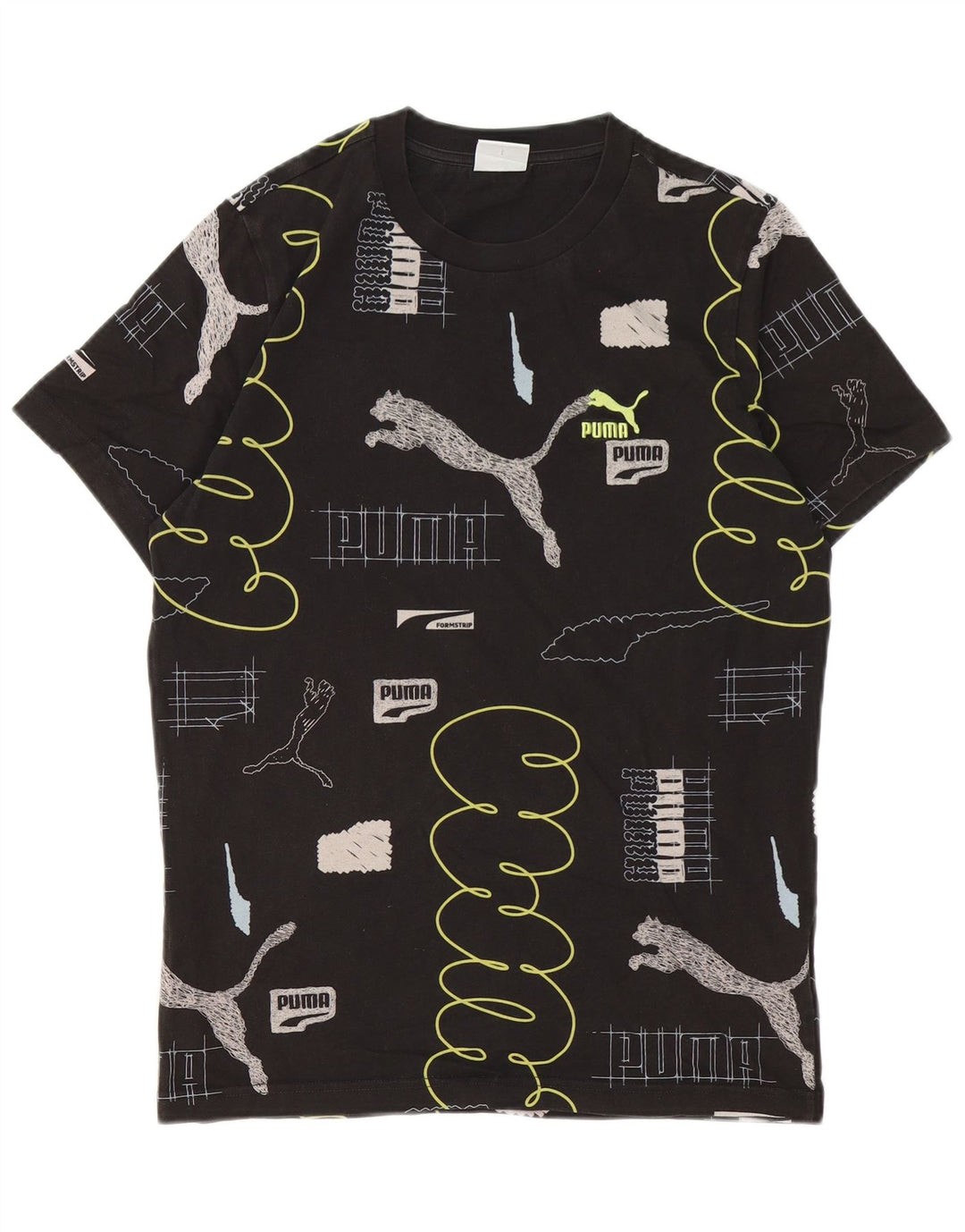 Puma Herren Grafik T-Shirt Top Small Schwarz Baumwolle