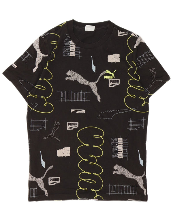 Puma Herren Grafik T-Shirt Top Small Schwarz Baumwolle