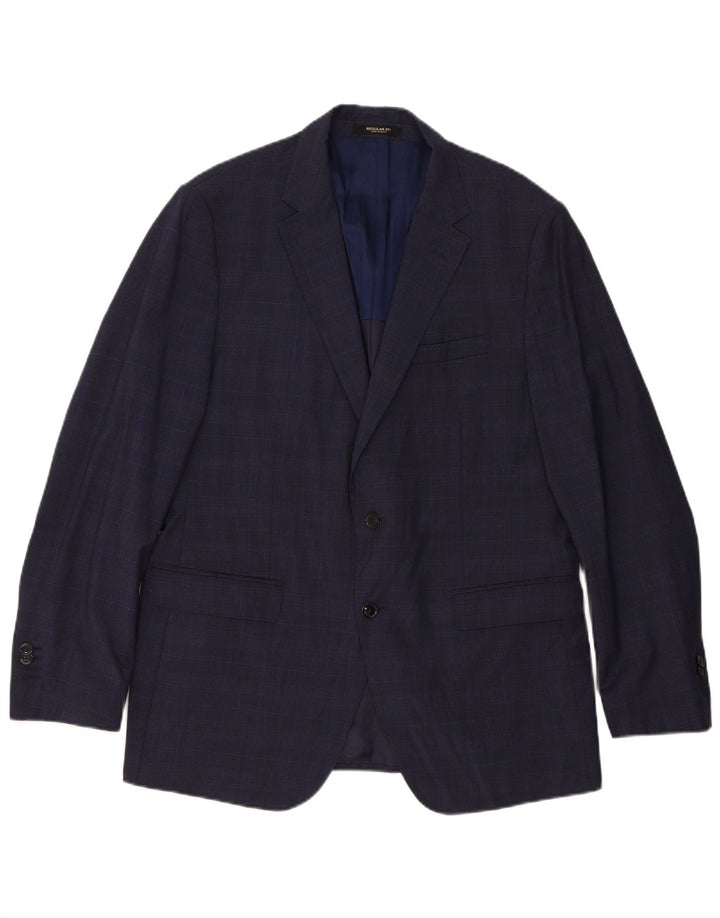 MASSIMO DUTTI Herren-Blazer mit 2 Knöpfen, EU 56, XL, Marineblau mit Hahnentrittmuster