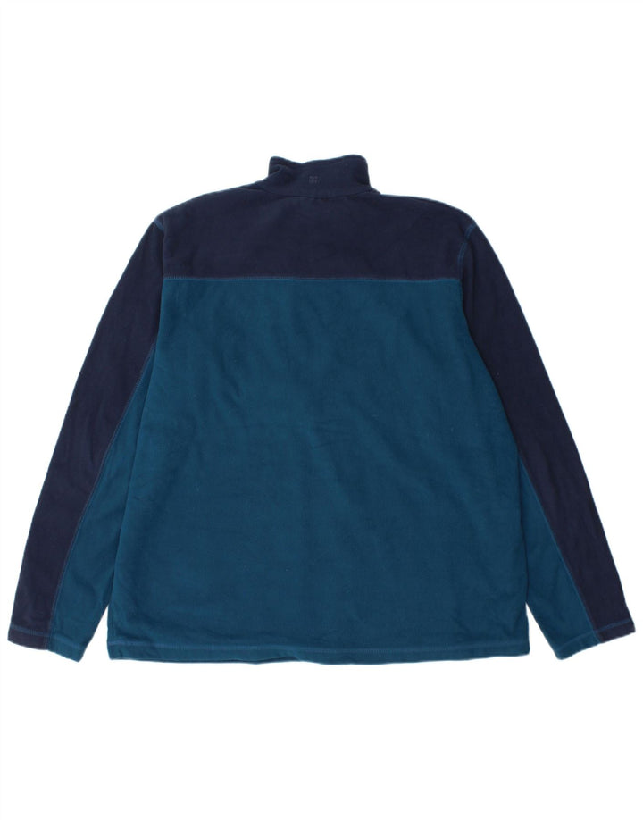 MOUNTAIN WAREHOUSE Herren-Fleecepullover mit Reißverschluss am Hals, groß, blau, Farbblock