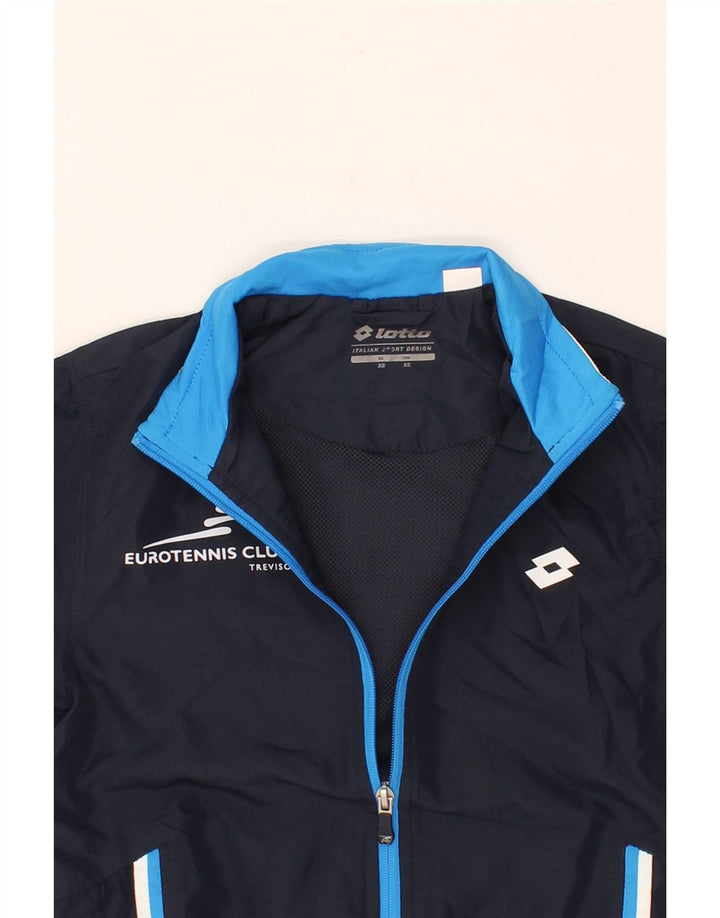 LOTTO Boys Graphic Tracksuit Top Jacket 8-9 Years XS Navy Blue Polyester Vintage Lotto and Second-Hand Lotto from Messina Hembry 