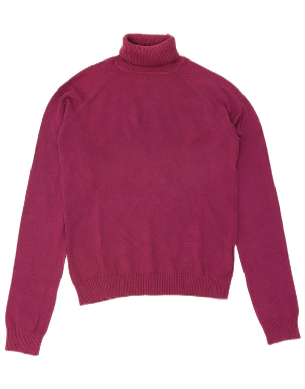 Zara Damen Crop Rollkragenpullover Pullover UK 12 Mittellila Baumwolle
