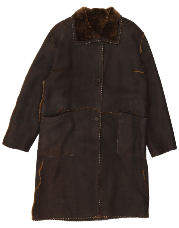 VINTAGE Damen Wildledermantel UK 16 Large Braun