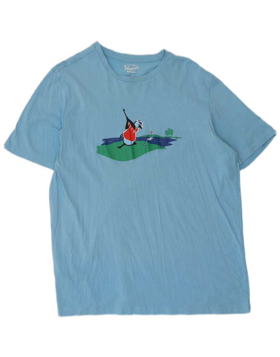 Penguin Herren-T-Shirt mit Grafik, groß, aus blauer Baumwolle