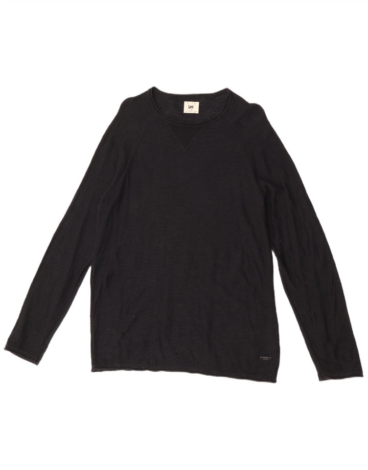 Lee Herren-Pullover mit Rundhalsausschnitt, Größe S, schwarze Baumwolle