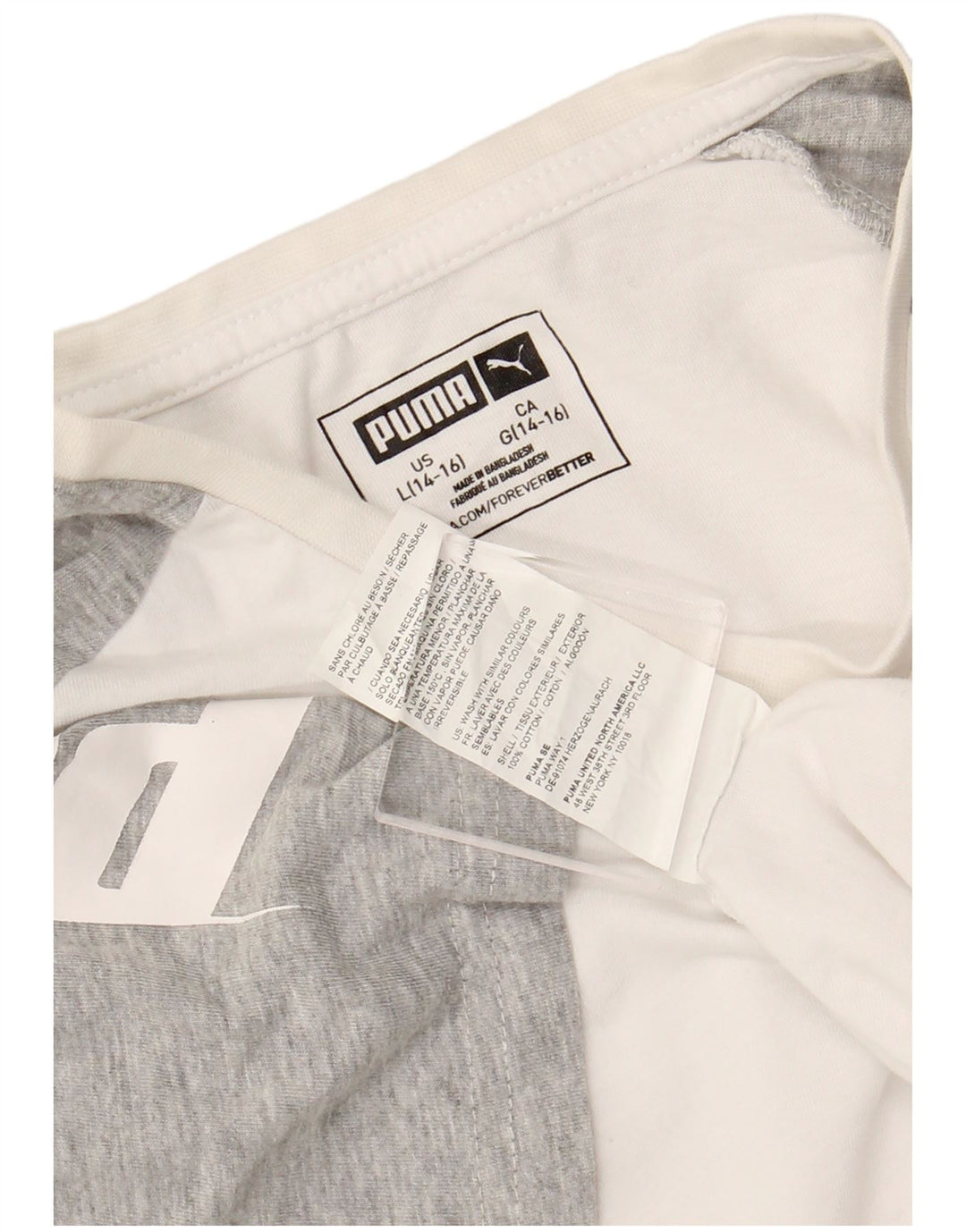 PUMA Grafik-T-Shirt für Jungen, 12–13 Jahre, groß, weiße Farbblock-Baumwolle