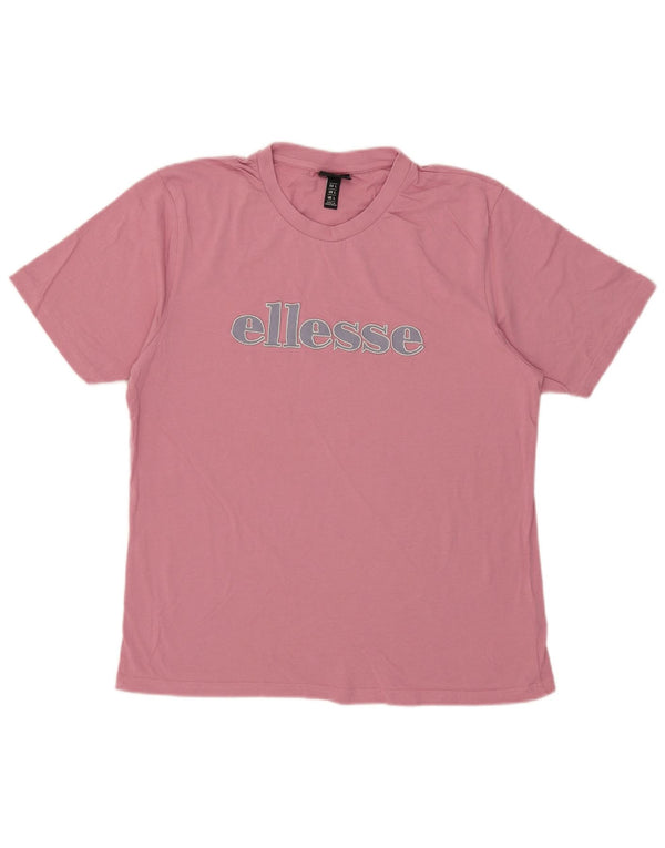 Ellesse Womens Graphic T-Shirt Top UK 16 Large Rosa Baumwolle