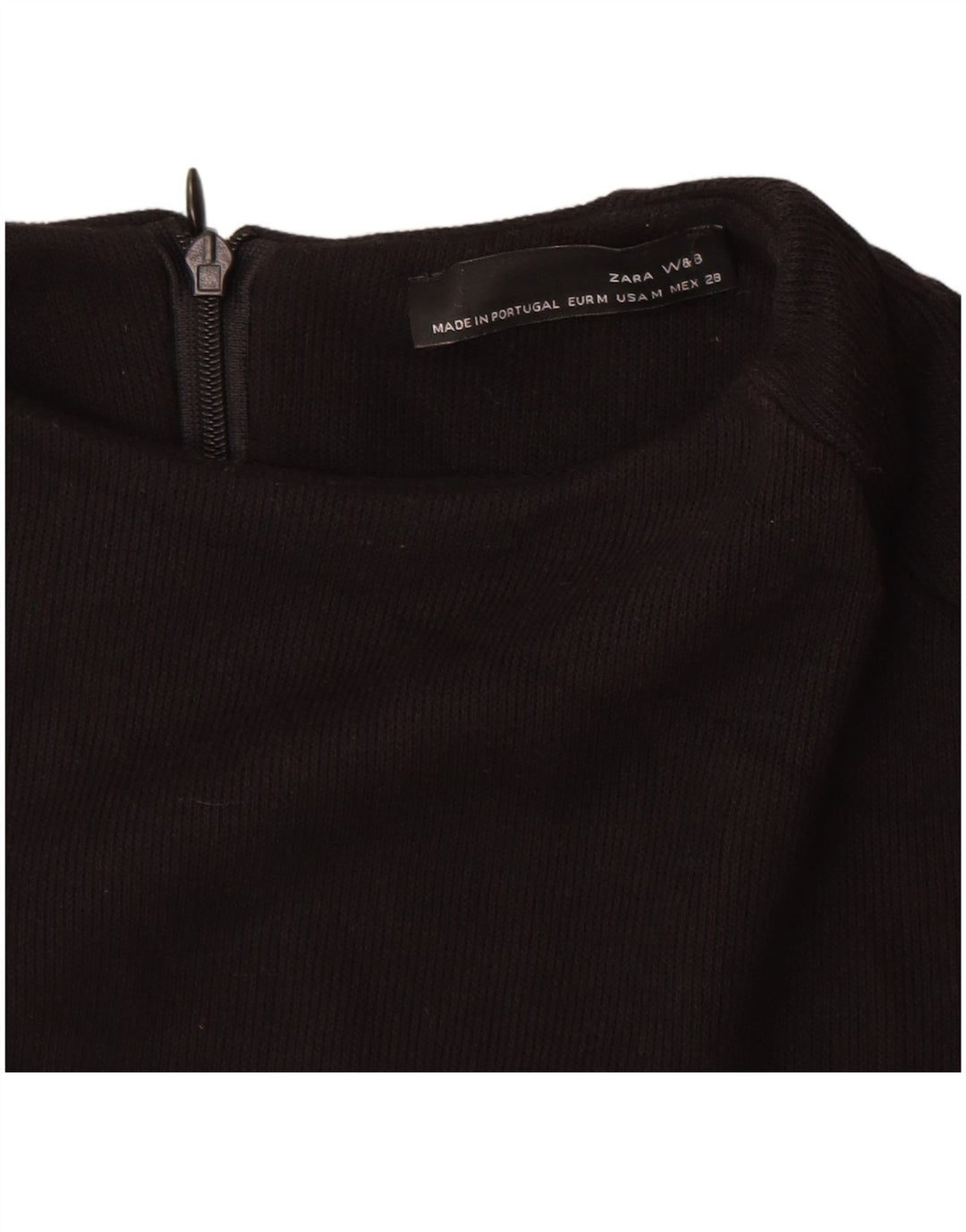 Zara Damen Pulloverkleid UK 12 Mittelschwarze Baumwolle