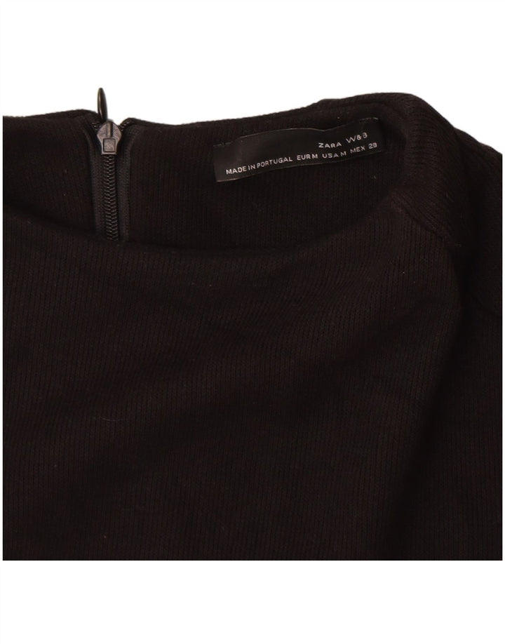 Zara Damen Pulloverkleid UK 12 Mittelschwarze Baumwolle