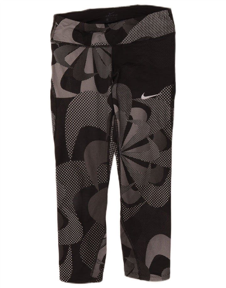 Nike Damen-Capri-Leggings mit Grafik, Größe S, Größe S, Schwarz, Blumenmuster, Polyester