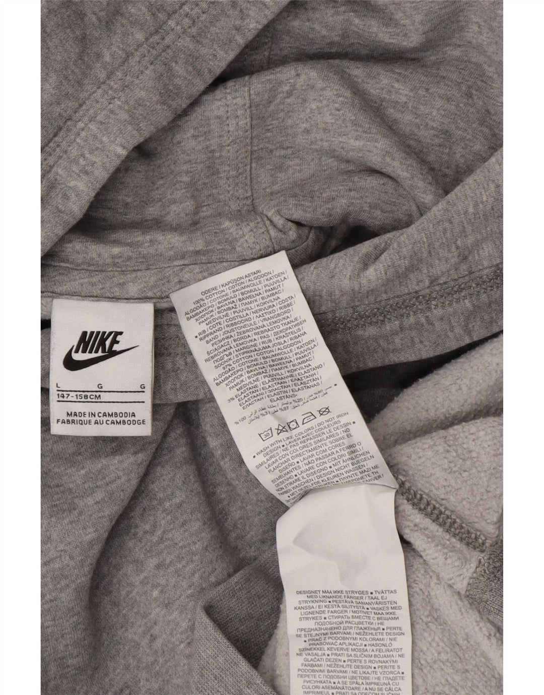 NIKE Kapuzenpullover für Jungen, 12–13 Jahre, Größe L, Grau, Baumwolle