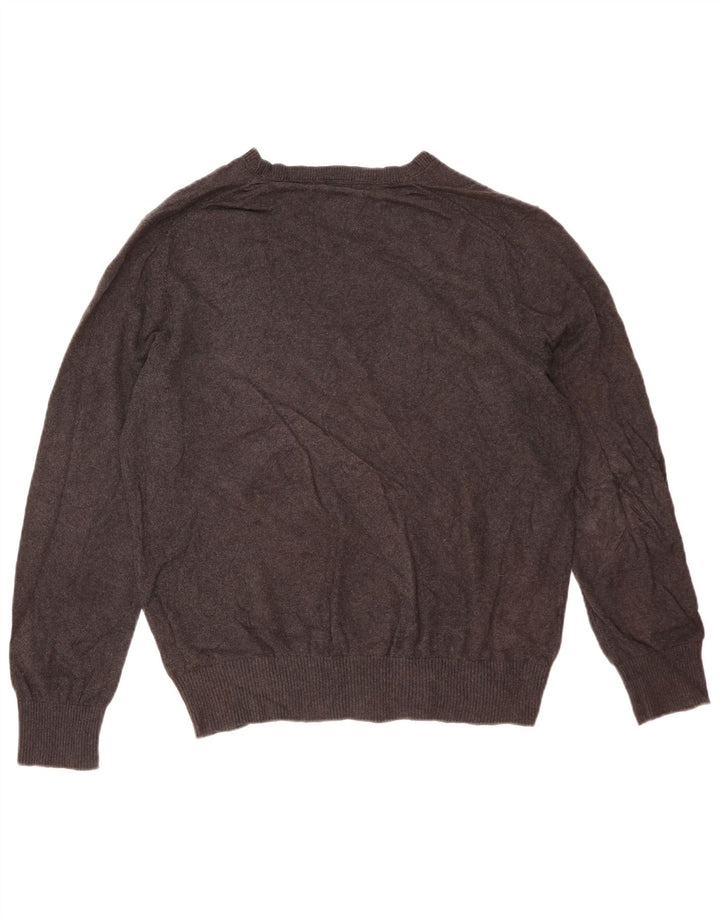 Eddie Bauer Herren-Pullover mit V-Ausschnitt, mittelgrau gefleckte Baumwolle