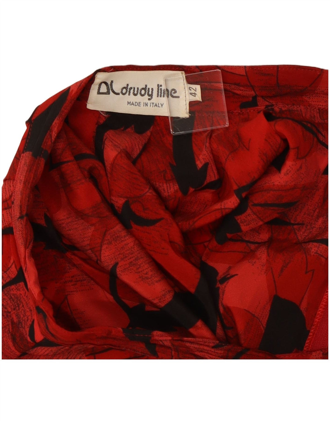 Vintage Damen Faltenrock mit abstraktem Muster IT 42 Medium W26 Red Classic