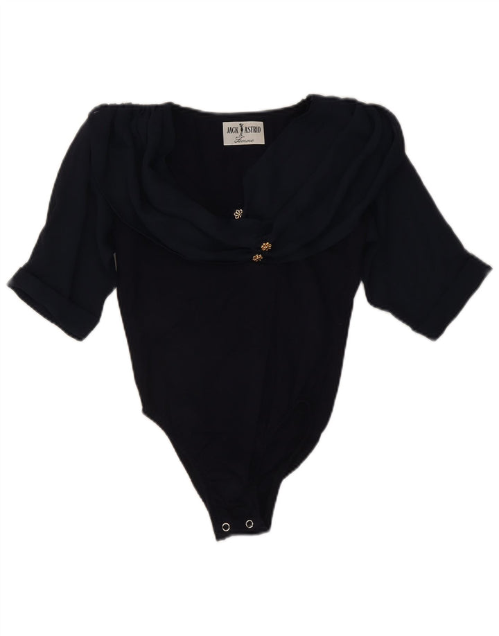 Vintage Damen Body UK 8 Small Marineblau geblümt