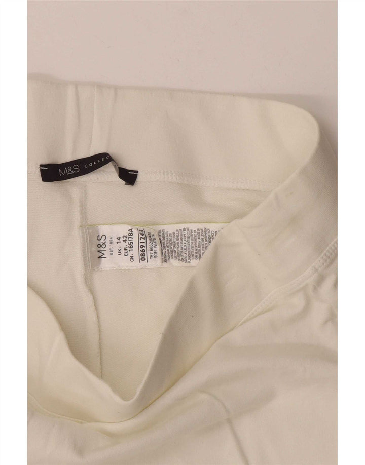 Marks & Spencer Capri-Leggings für Damen, UK 14, Größe L, weiße Baumwolle