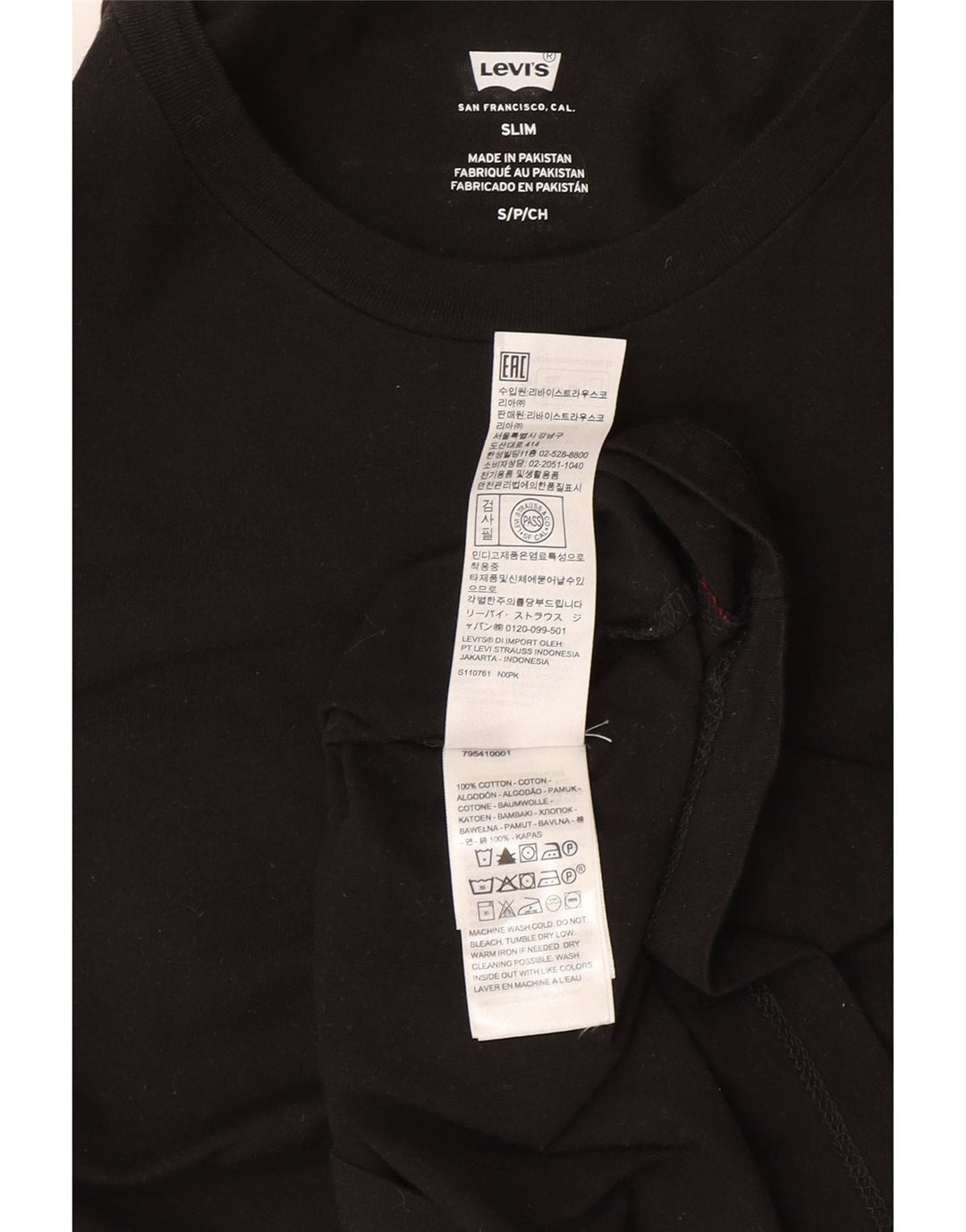Levi's Herren Slim Fit T-Shirt Top Small Schwarz Baumwolle