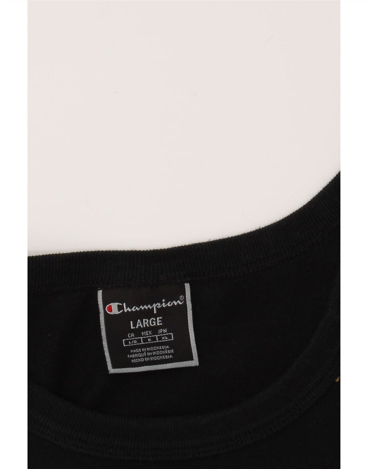 CHAMPION Womens Crop T-Shirt Top UK 16 Large Black Vintage Champion and Second-Hand Champion from Messina Hembry 