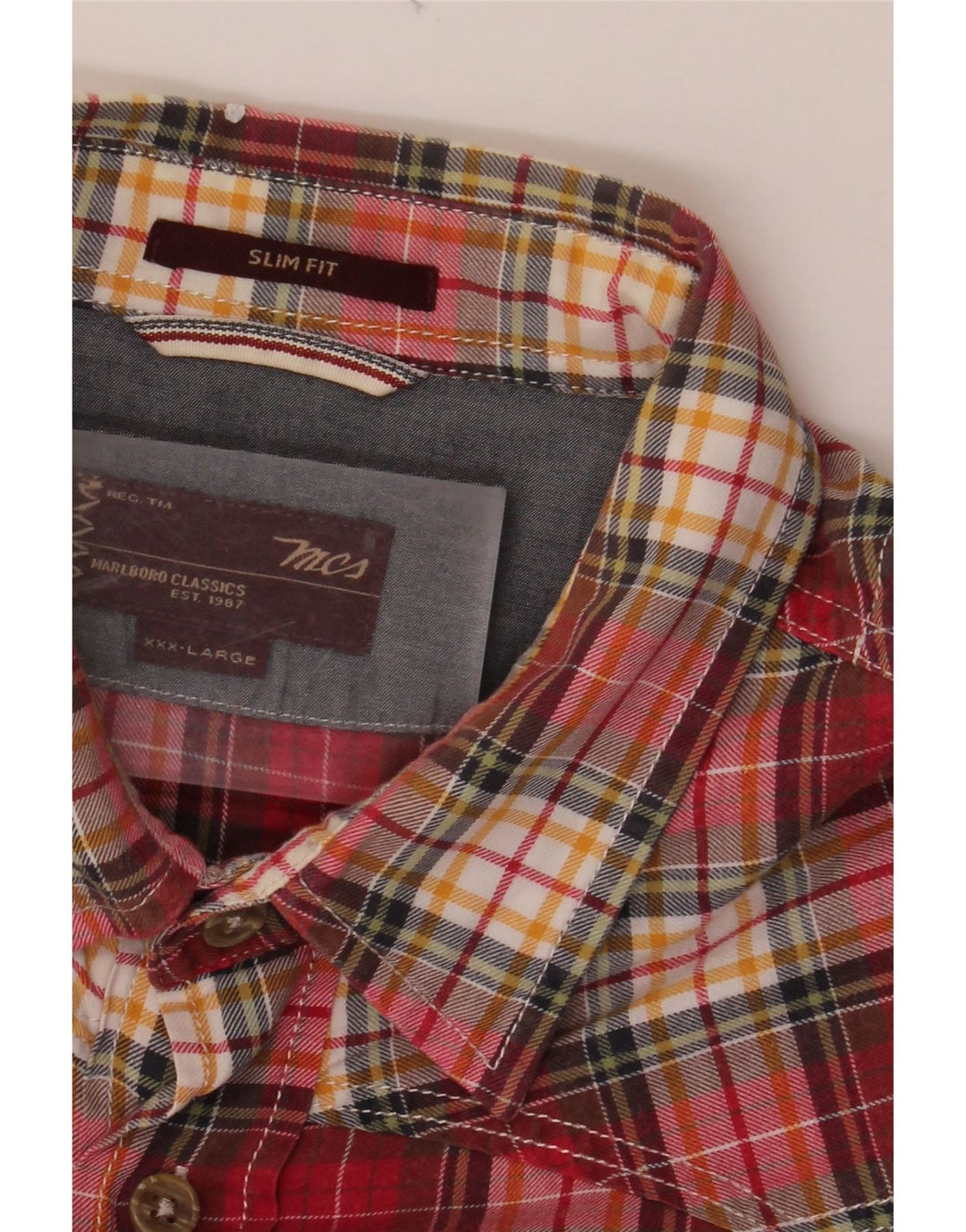MARLBORO CLASSICS Herren Slim Fit Flanellhemd 3XL Rot kariert