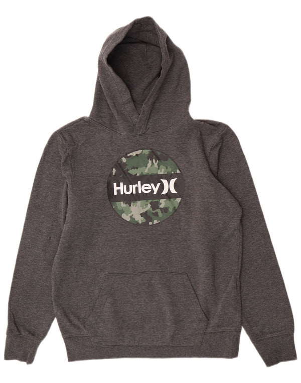Hurley Jungen-Pullover mit grafischem Kapuzenpullover, 14–15 Jahre, XL, graue Baumwolle