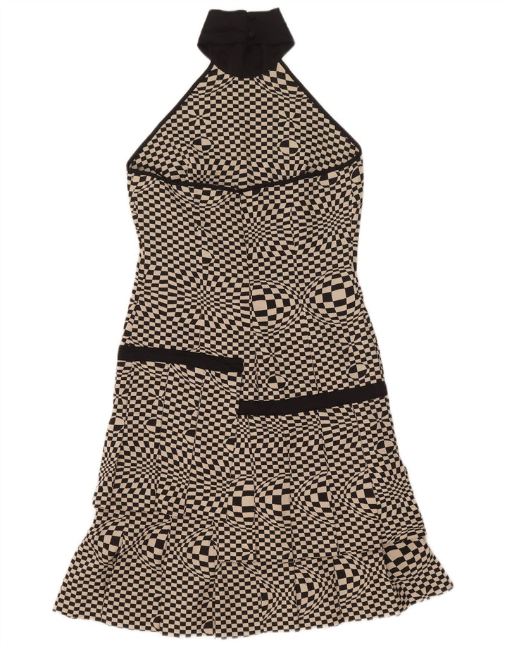 Flavio Castellani Damen Neckholder-Kleid IT 44 Mittelschwarz Geometrisch