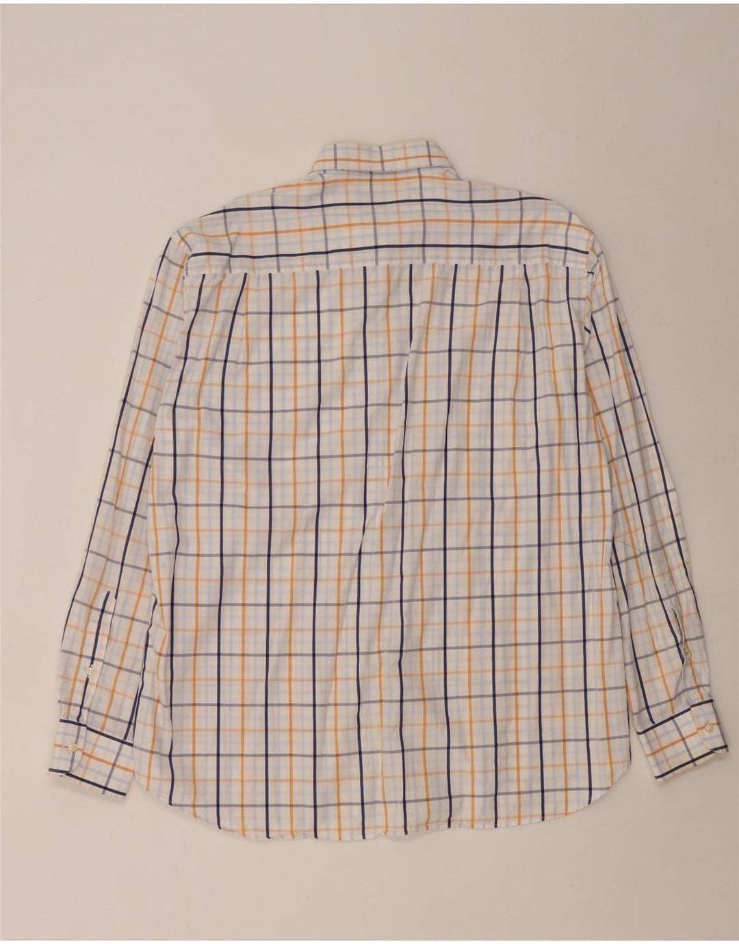 Paul & Shark Herrenhemd Größe 44 XL weiß karierte Baumwolle