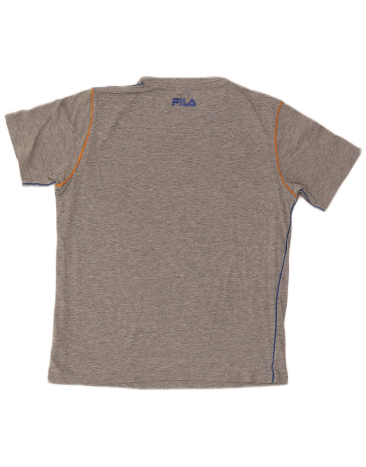 Fila Herren Grafik-T-Shirt-Oberteil aus mittelgrau gesprenkelter Baumwolle