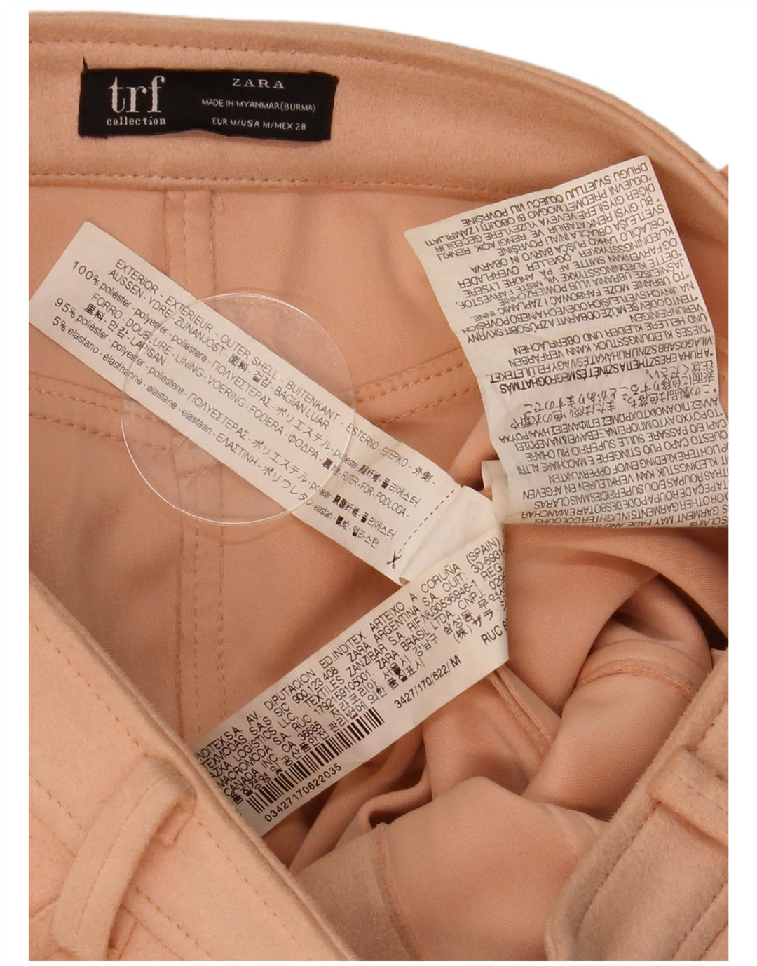 Zara Damen Minirock Medium W28 L15 Beige Polyester