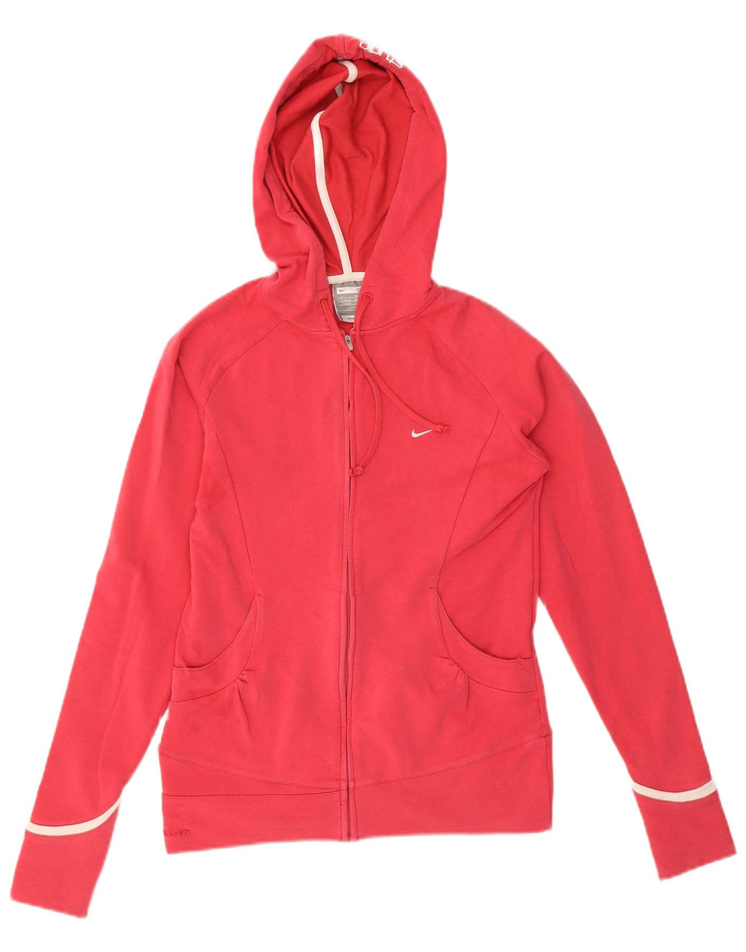 Nike Damen Studio Zip Hoodie Pullover UK 8/10 Small Rote Baumwolle