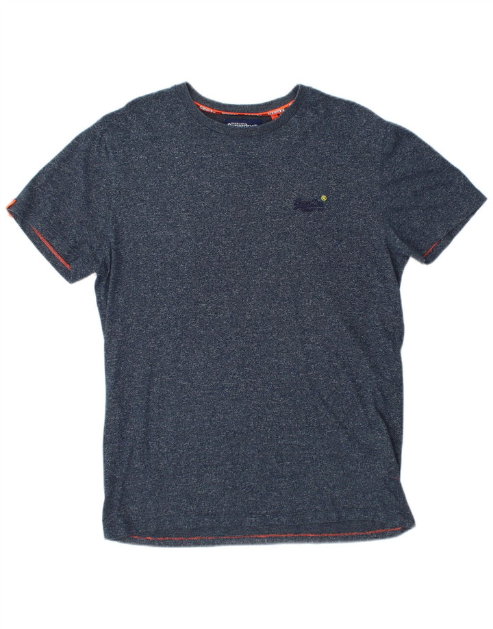 Superdry Herren-T-Shirt-Oberteil, groß, marineblau gesprenkelte Baumwolle