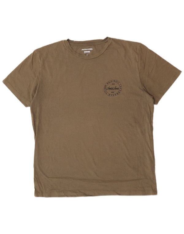 Jack & Jones Herren-T-Shirt mit normaler Passform, Grafik, XL, grüne Baumwolle