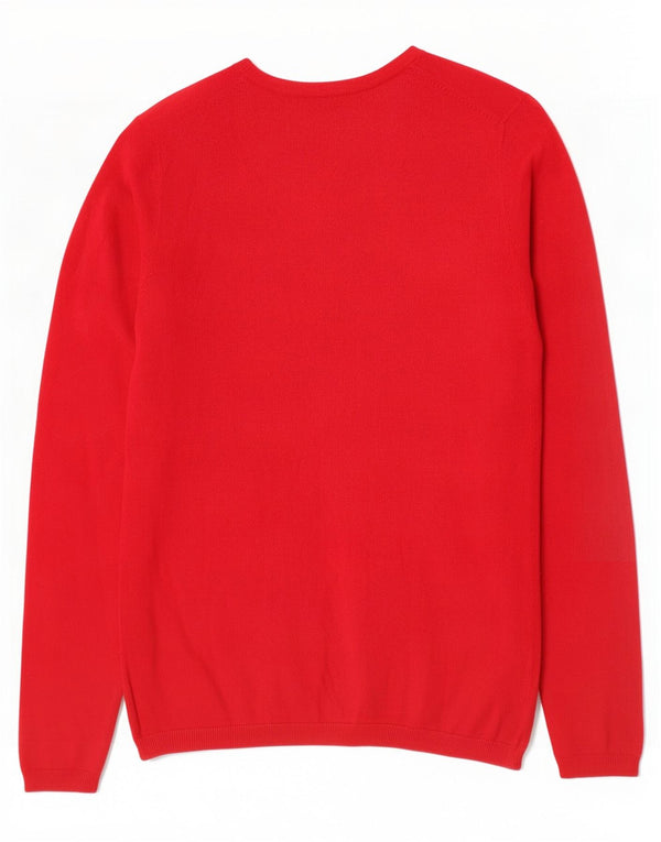 Tommy Hilfiger Damen-Pullover mit V-Ausschnitt, Gr. 10, Größe S, rot, Baumwolle