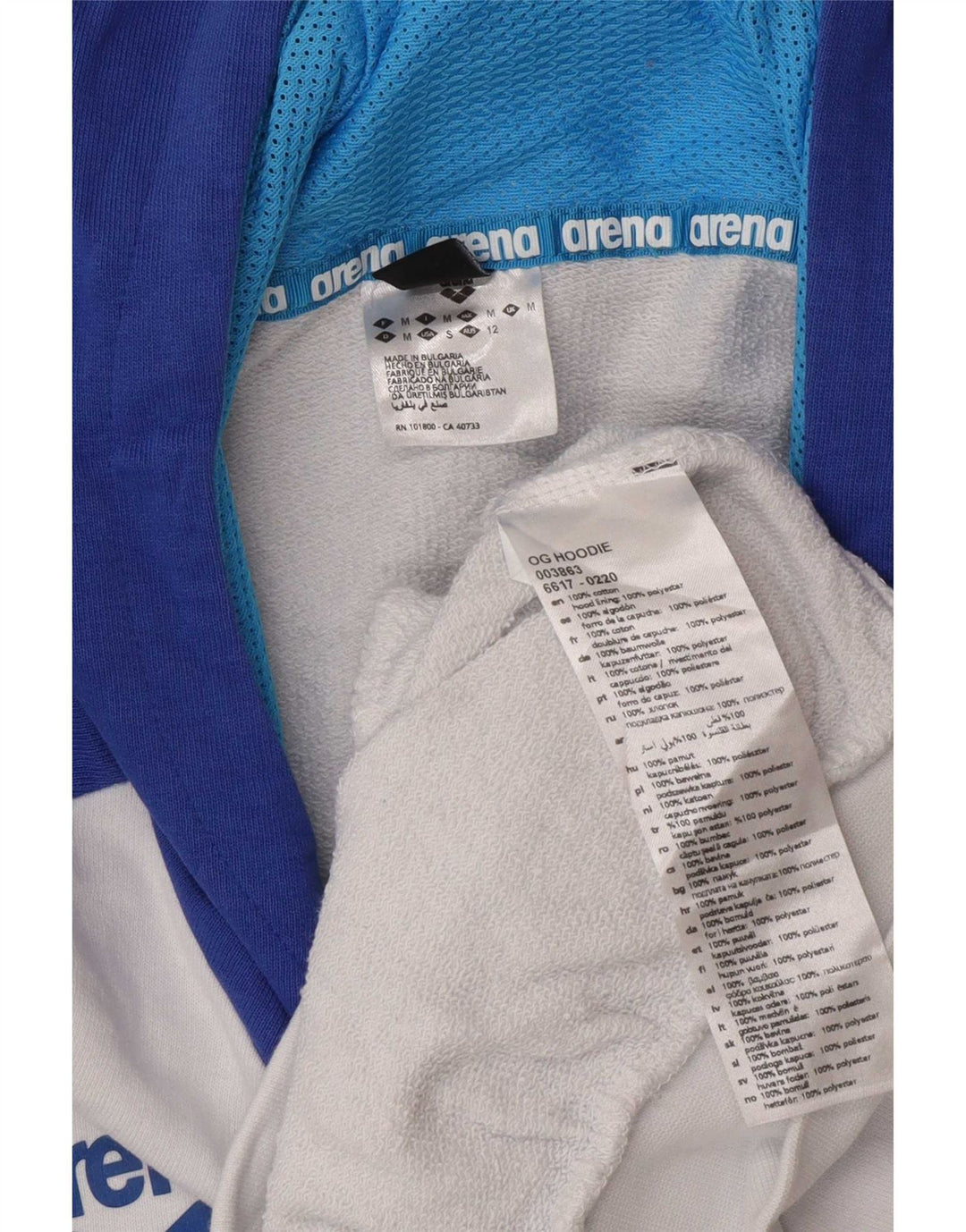 Arena Herren-Pullover mit grafischem Kapuzenpullover, mittelweiße Colourblock-Baumwolle