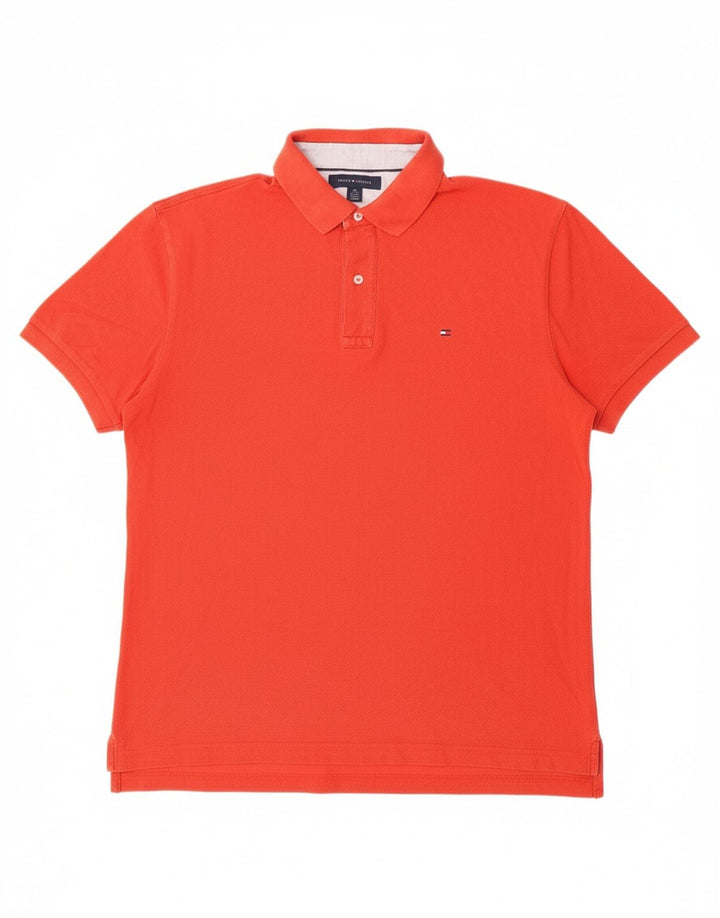 TOMMY HILFIGER Mens Polo Shirt Large Red Cotton