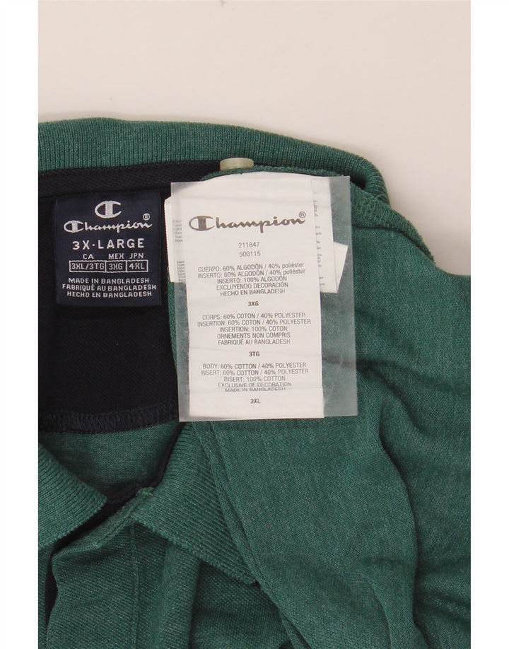 CHAMPION Mens Polo Shirt 3XL Green Cotton