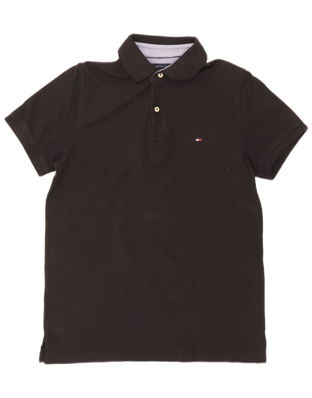 Tommy Hilfiger Herren-Poloshirt, mittelgroß, schwarze Baumwolle