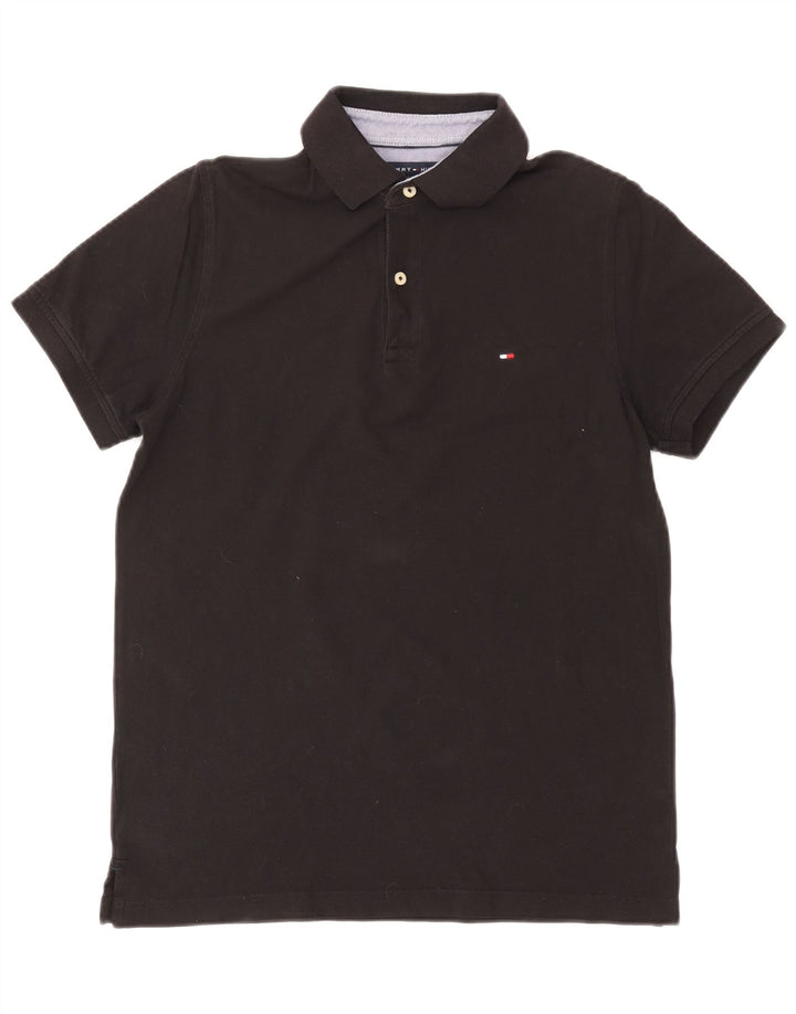 Tommy Hilfiger Herren-Poloshirt, mittelgroß, schwarze Baumwolle